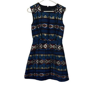 J. Crew A-Line Dress 0 Multicolor Jacquard Sleeveless Holiday Party Metallic